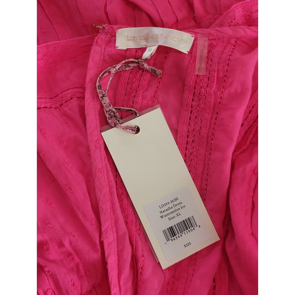 Loveshackfancy Natasha Watermelon Ice Pink Ruffle Lace Cotton Mini Dress GUC XL - Picture 7 of 8
